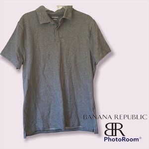 Mens BR Large Polo Shirt Grey Banana Republic Neutral